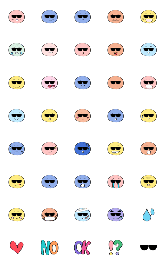 [LINE絵文字]various faces With sunglassesの画像一覧