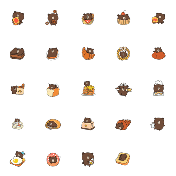 [LINE絵文字]Brown and Breakfast Setの画像一覧