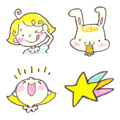 [LINE絵文字] くるくる女の子とおともだち 絵文字の画像