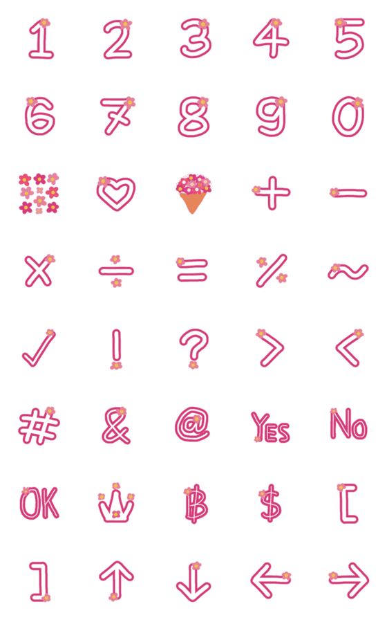 [LINE絵文字]number pink flowerの画像一覧