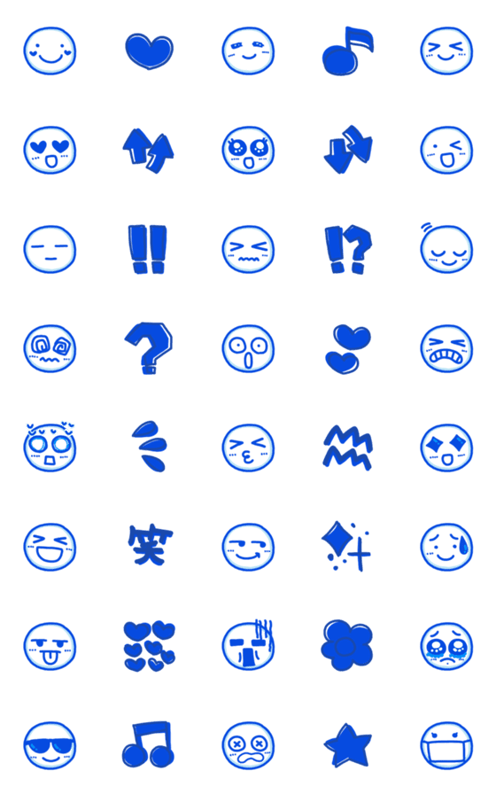 [LINE絵文字]青⭐︎シンプル絵文字①の画像一覧