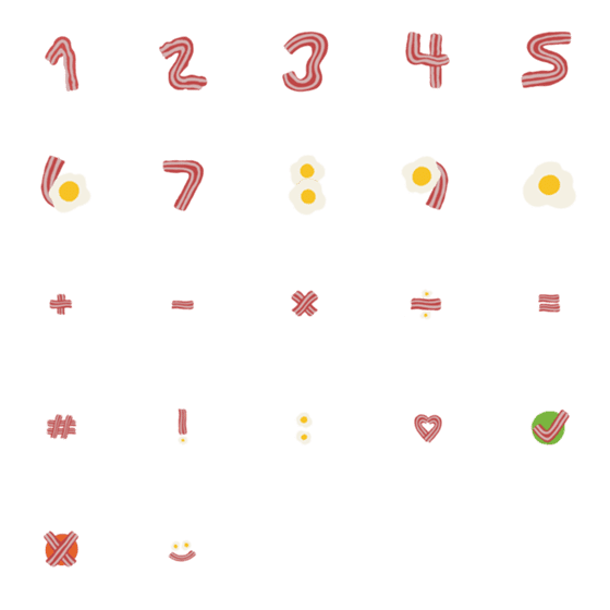 [LINE絵文字]Number Bacon and Fried egg ver.の画像一覧