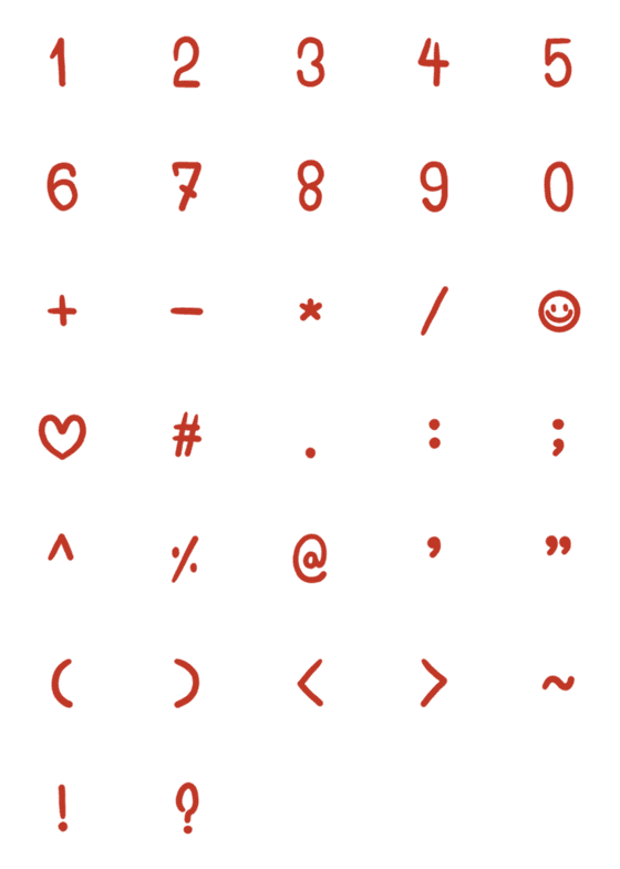 [LINE絵文字]Number Red Colorの画像一覧