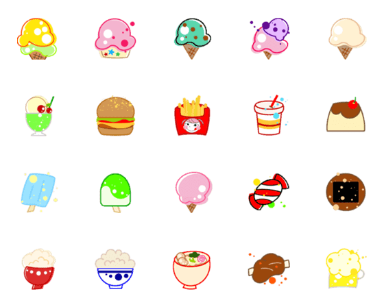 [LINE絵文字]ice cream ＆ food etc ♡ Cute絵文字の画像一覧