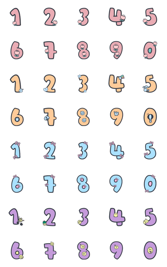 [LINE絵文字]Emoji Number Pastel "Revised Version"の画像一覧