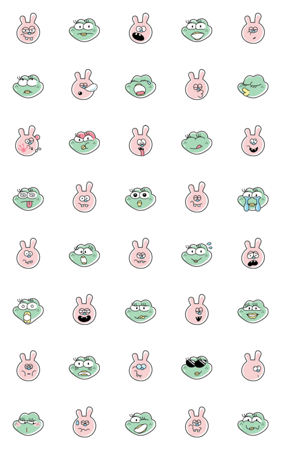 [LINE絵文字]Bunny Master ＆ Frog Maid_Emojiの画像一覧