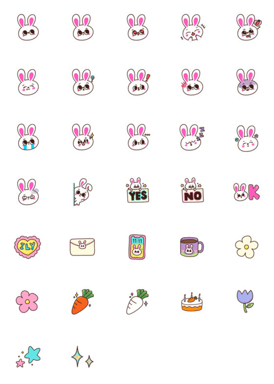 [LINE絵文字]Tiny White Bunny Emojiの画像一覧