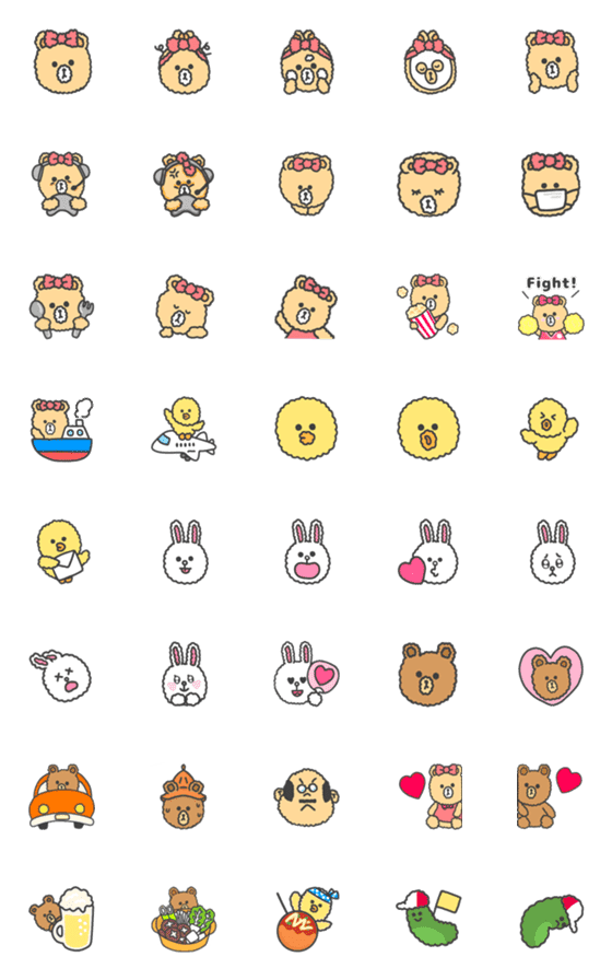 [LINE絵文字]もこもこ♡LINE FRIENDS絵文字の画像一覧