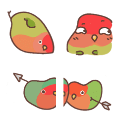 [LINE絵文字] Cute parrots！(Lovebirds)の画像