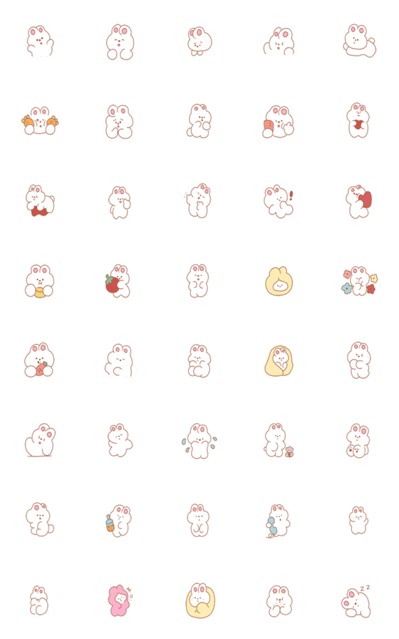 [LINE絵文字]little white bunnyの画像一覧