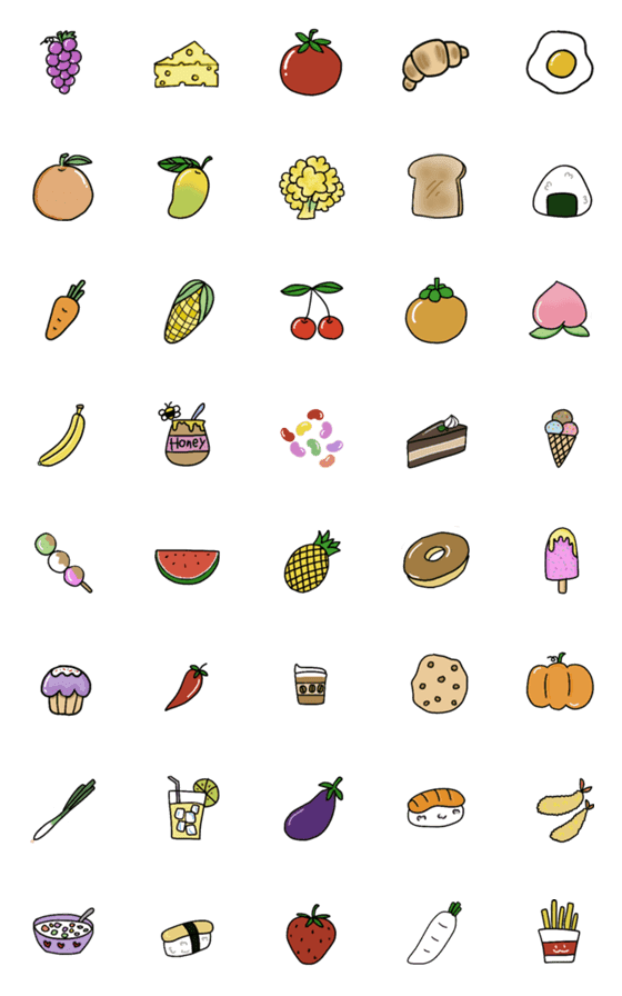 [LINE絵文字]Cute Foodsの画像一覧