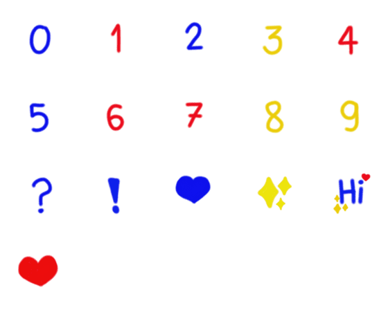 [LINE絵文字]Number 1 to 0 in three primary colorsの画像一覧