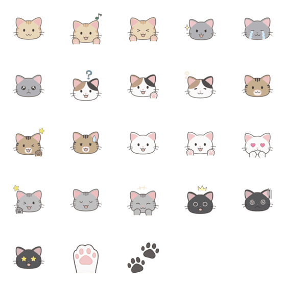 [LINE絵文字]猫ちゃんの顔文字の画像一覧