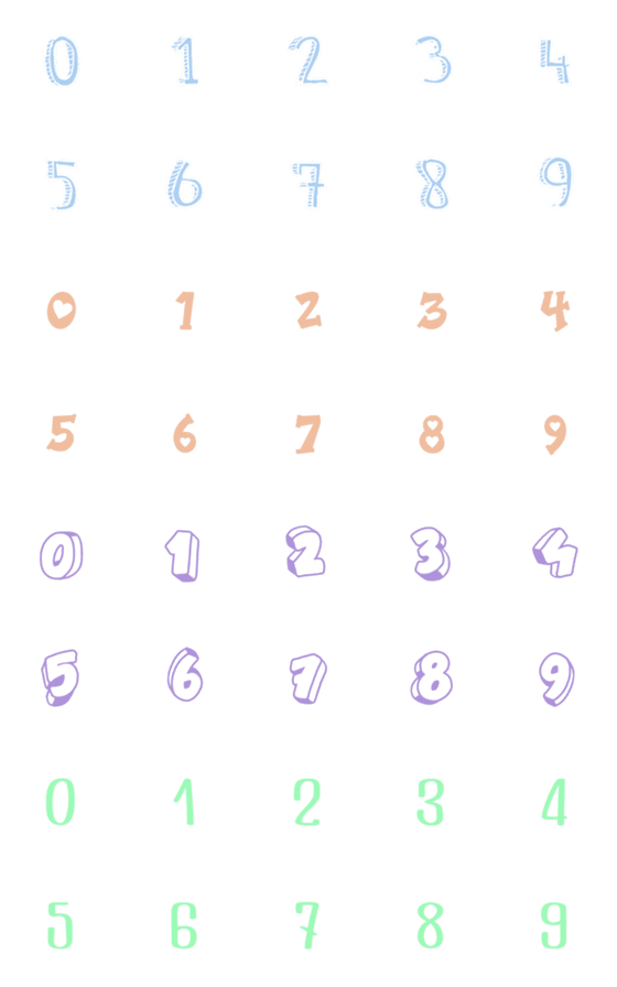 [LINE絵文字]EmojiNumber Cute Pastel V.2.1の画像一覧