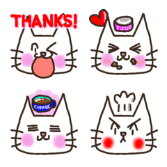 [LINE絵文字] 【猫好きさんへ】しろねこ顔文字♡ゆるかわの画像