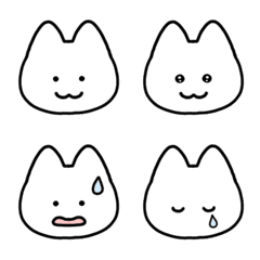 [LINE絵文字] シンプルしろねこ絵文字の画像