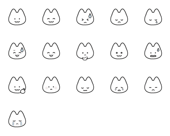 [LINE絵文字]シンプルしろねこ絵文字の画像一覧