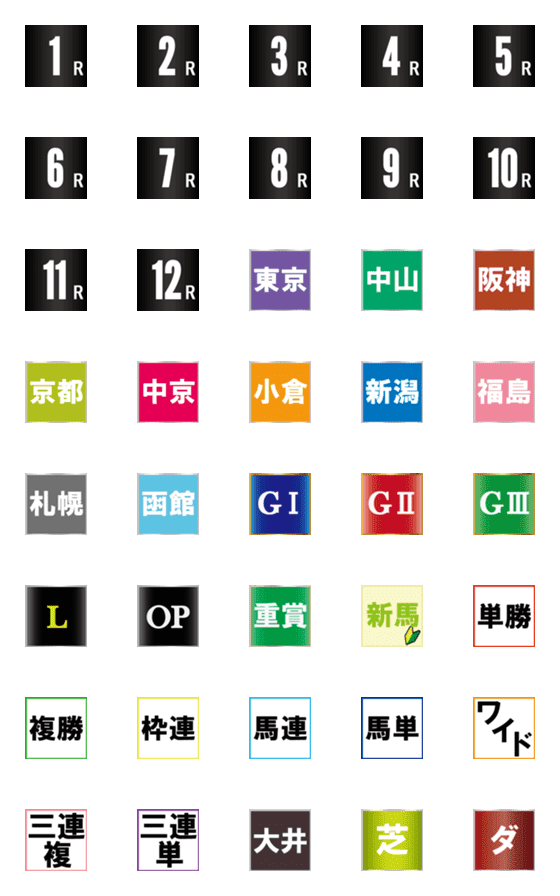 [LINE絵文字]競馬用絵文字～其の1の画像一覧