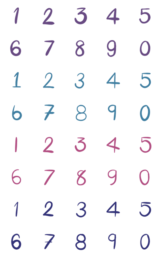 [LINE絵文字]Four Color Numbersの画像一覧