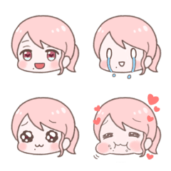 [LINE絵文字] ♡ピンク髪の女の子♡の絵文字の画像