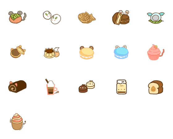 [LINE絵文字]animal dessertsの画像一覧