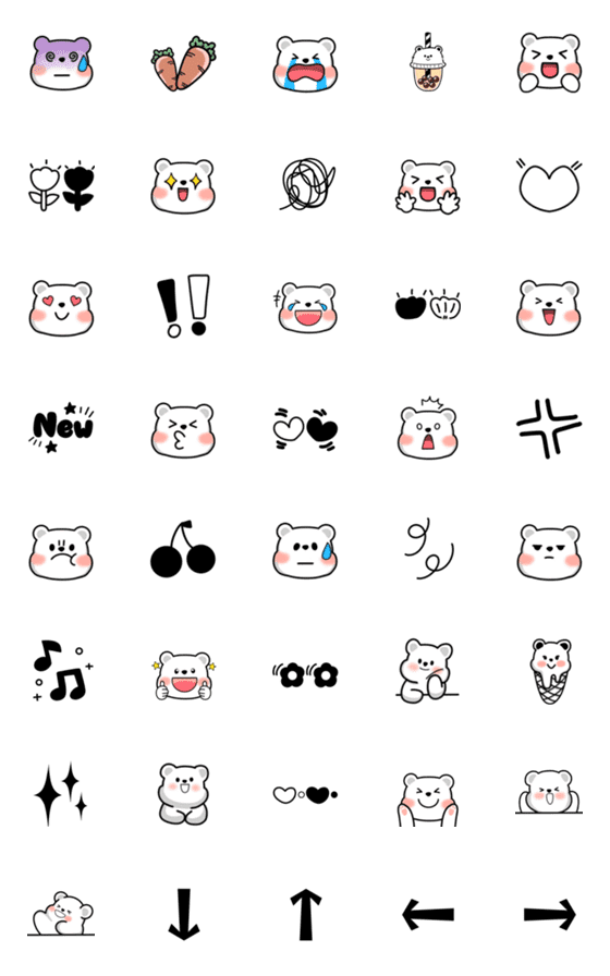 [LINE絵文字]Bear White and black.の画像一覧