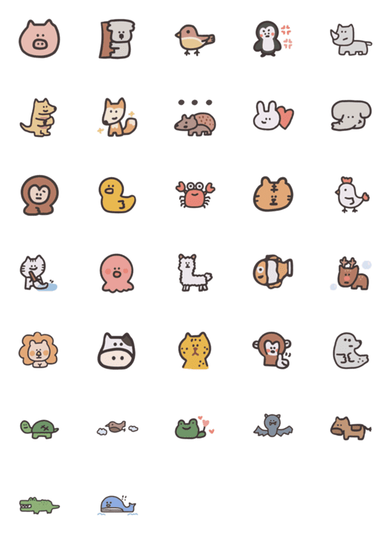 [LINE絵文字]animal black border stickerの画像一覧