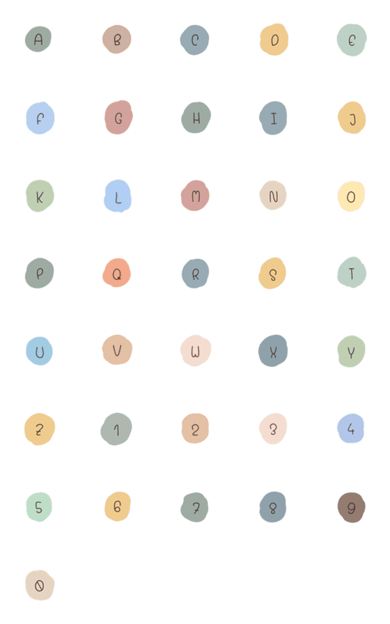 [LINE絵文字]A - Z ＆ 1-0 : earth tone colorの画像一覧