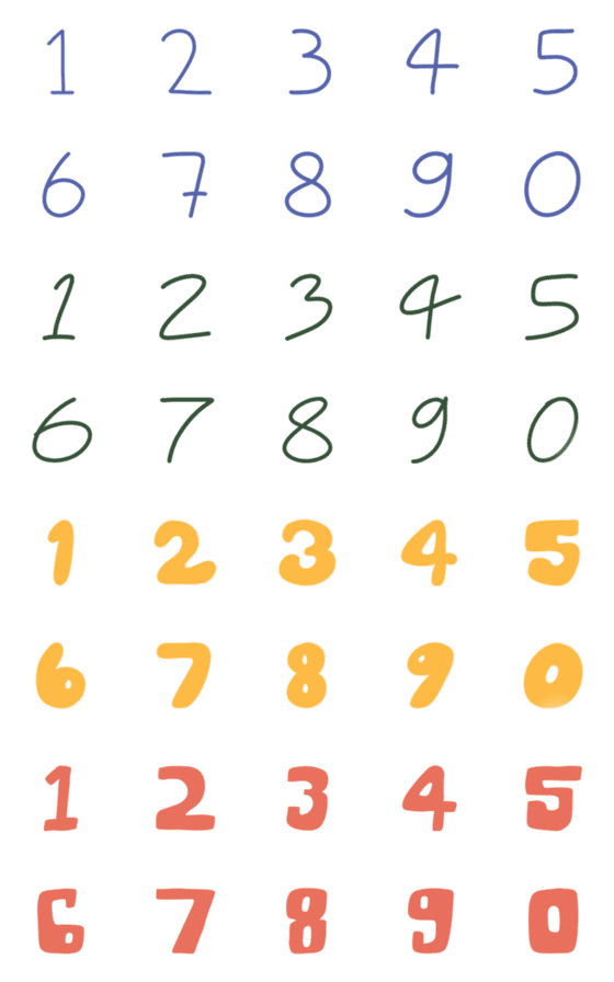 [LINE絵文字]number emoji 4 coloursの画像一覧