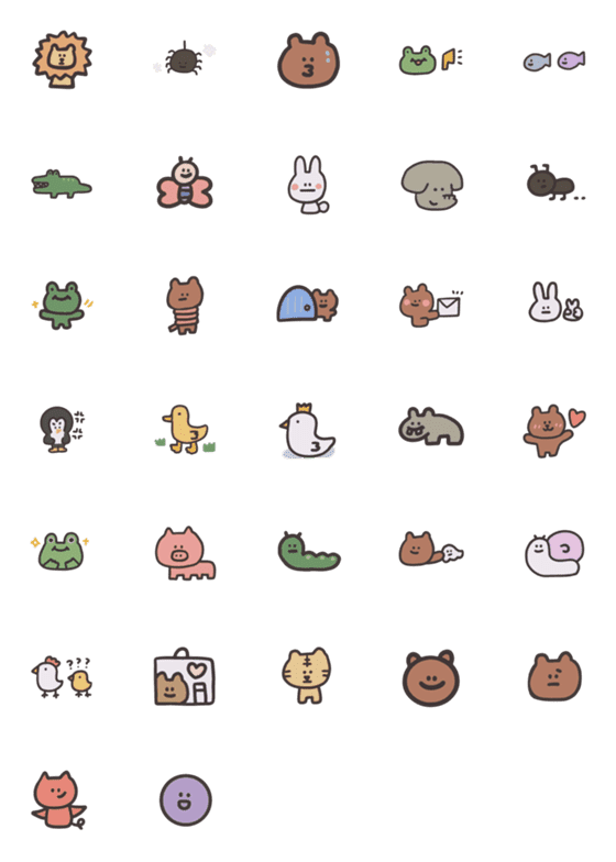 [LINE絵文字]animal black border sticker2の画像一覧