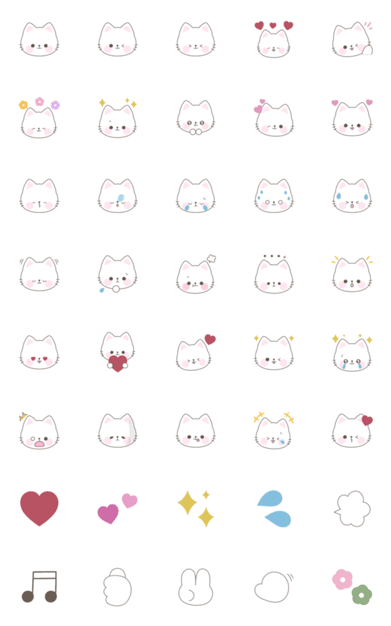 [LINE絵文字]シンプル☆ネコの基本絵文字の画像一覧