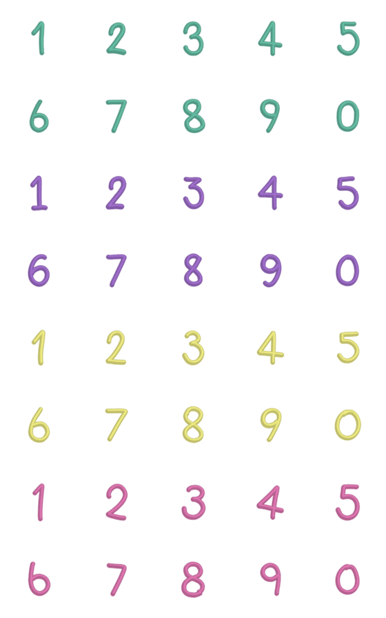 [LINE絵文字]Four Color Numbers V4の画像一覧