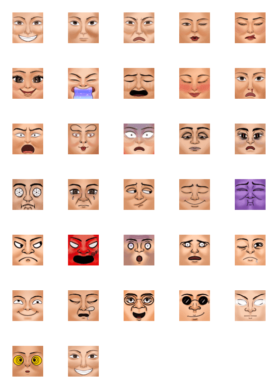 [LINE絵文字]various faces for various emotionsの画像一覧