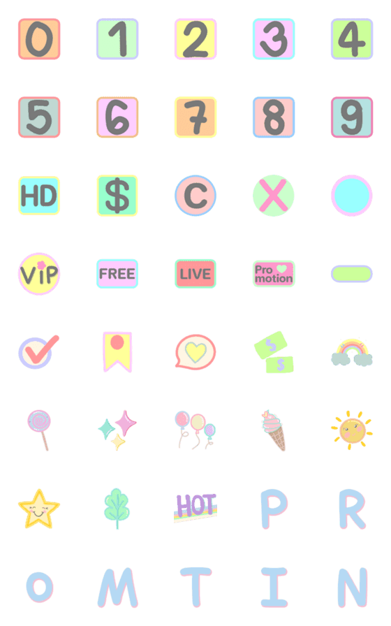 [LINE絵文字]Pastel emoji numbersの画像一覧