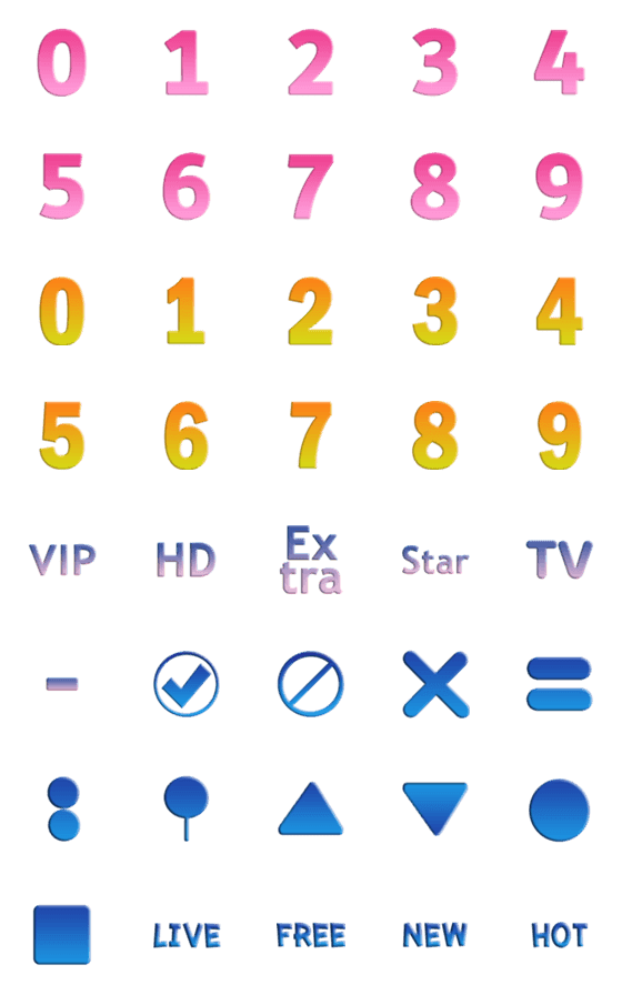 [LINE絵文字]Gradient emoji numbersの画像一覧