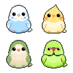 [LINE絵文字] インコ鳥玉ドット絵の画像