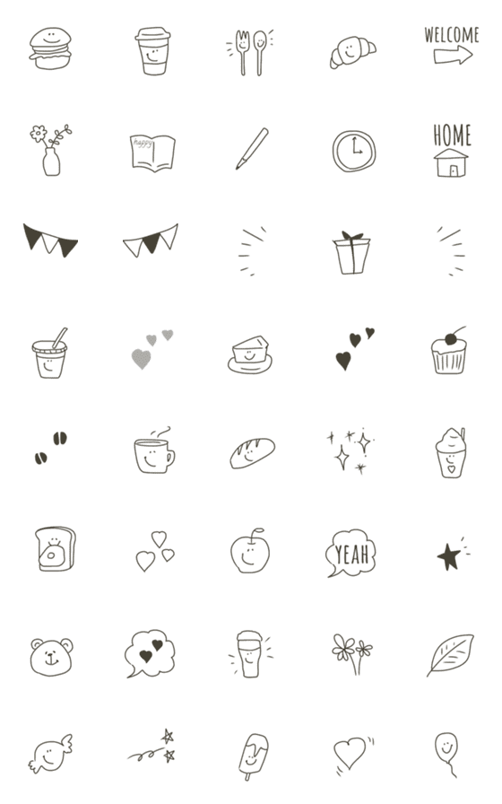 [LINE絵文字]おしゃれcafe絵文字♡の画像一覧