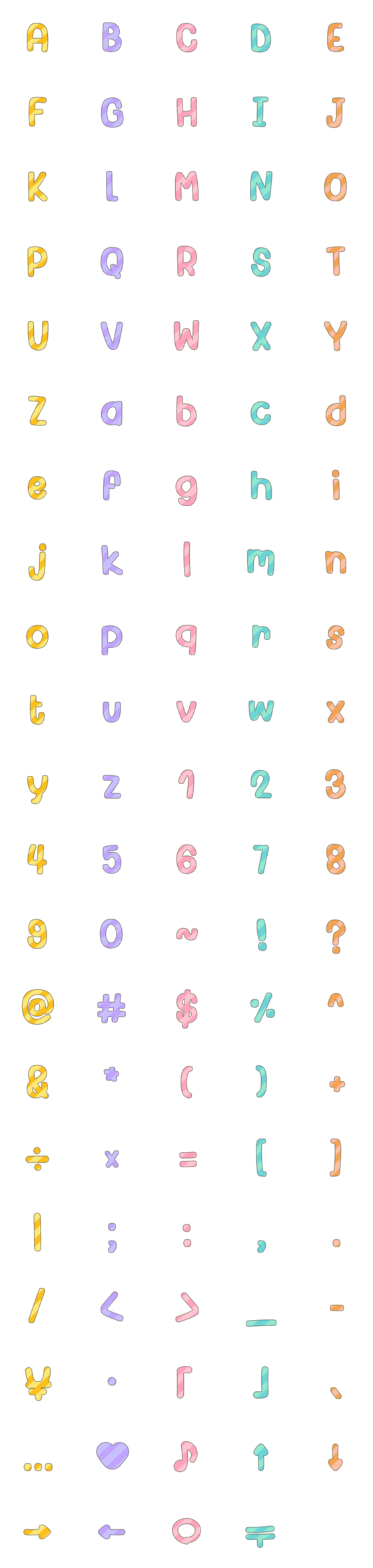 [LINE絵文字]English Alphabets Candy ABC 123 Symbolの画像一覧