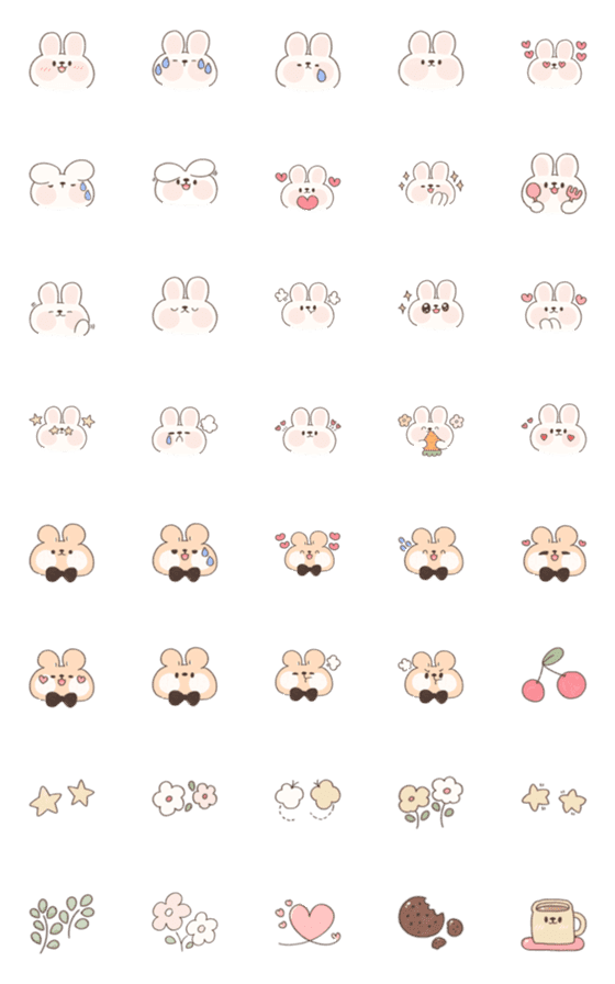 [LINE絵文字]Pikkalik : Rabbit ＆ Bearの画像一覧