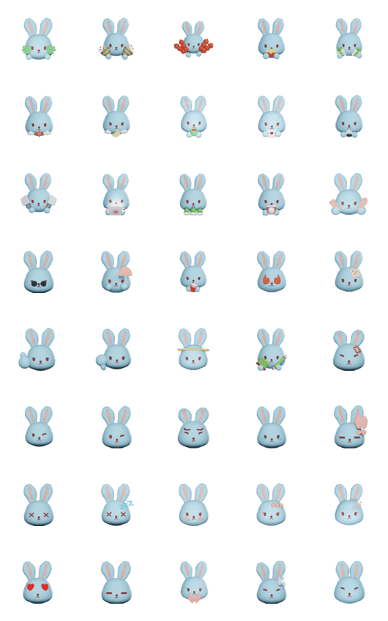 [LINE絵文字]blue rabbit cuteの画像一覧