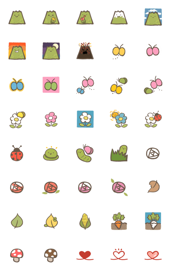 [LINE絵文字]Cute Tags(Nature/Mountain/Butterfly)の画像一覧