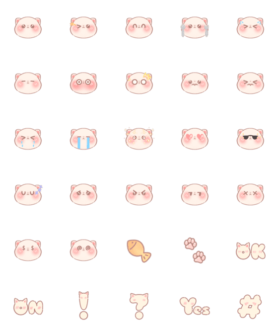 [LINE絵文字]Cute Little White Catの画像一覧