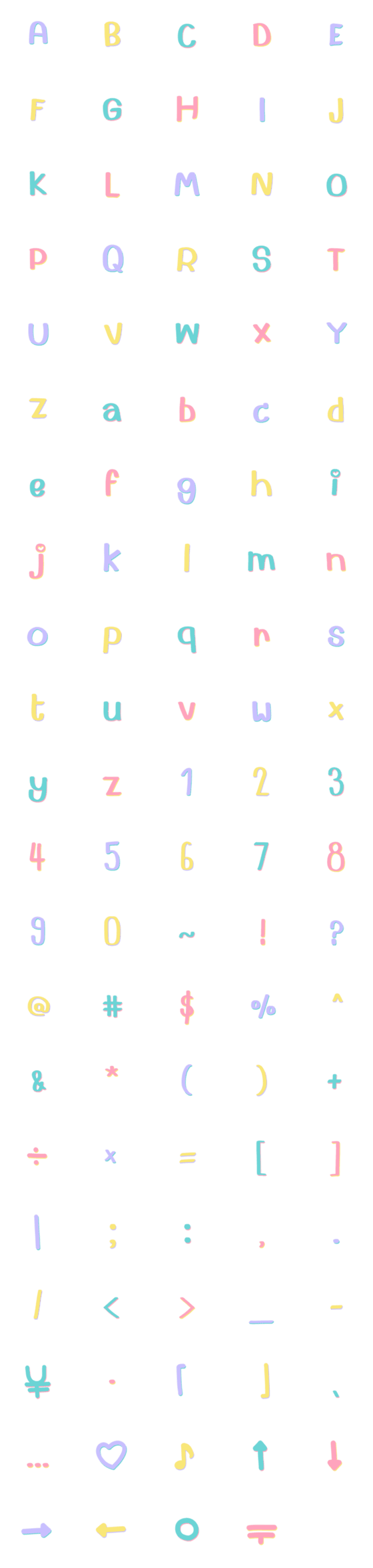 [LINE絵文字]ABC Alphabet 123 Symbol Pastelの画像一覧