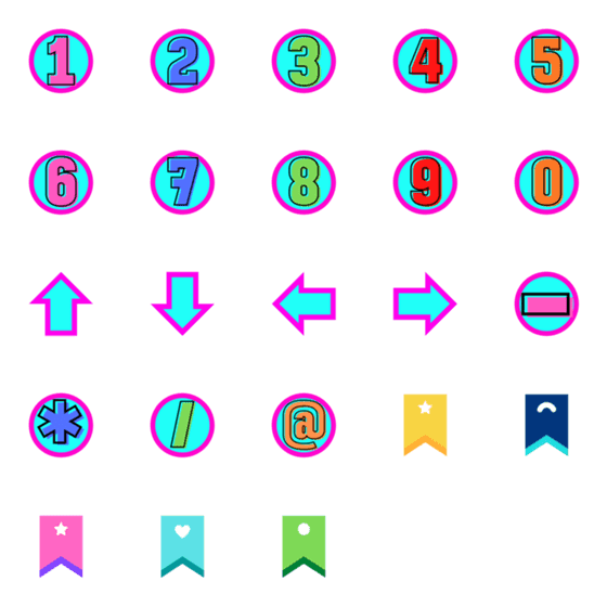 [LINE絵文字]Numbers 1-10 neon colorsの画像一覧