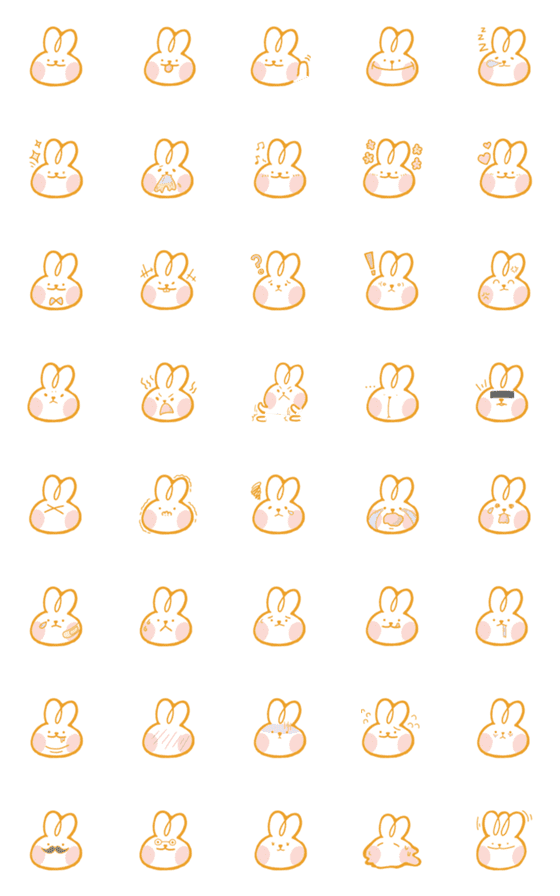 [LINE絵文字]Fluffy rabbit Emoji(1)の画像一覧