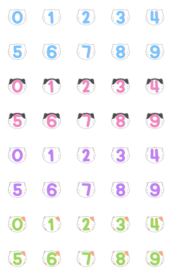 [LINE絵文字]number in catの画像一覧