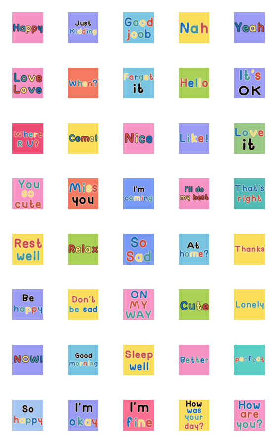 [LINE絵文字]Colorful  words Emojiの画像一覧