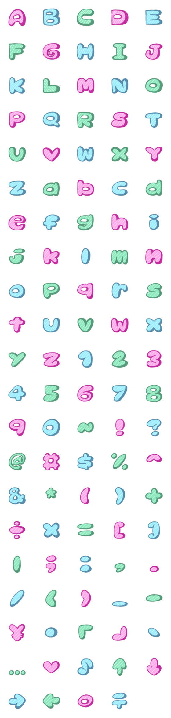 [LINE絵文字]Chubby pastel fontの画像一覧