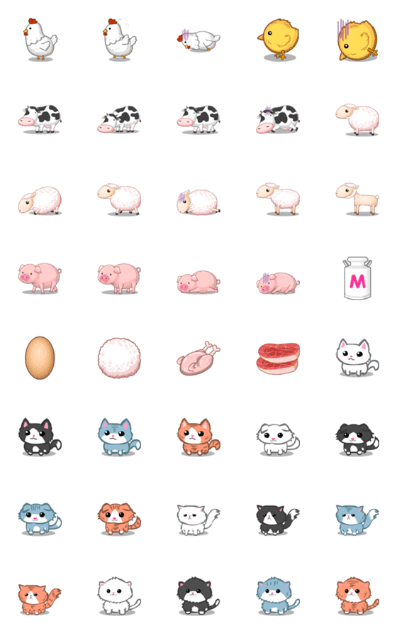 [LINE絵文字]Small Farm Plus : Animalsの画像一覧