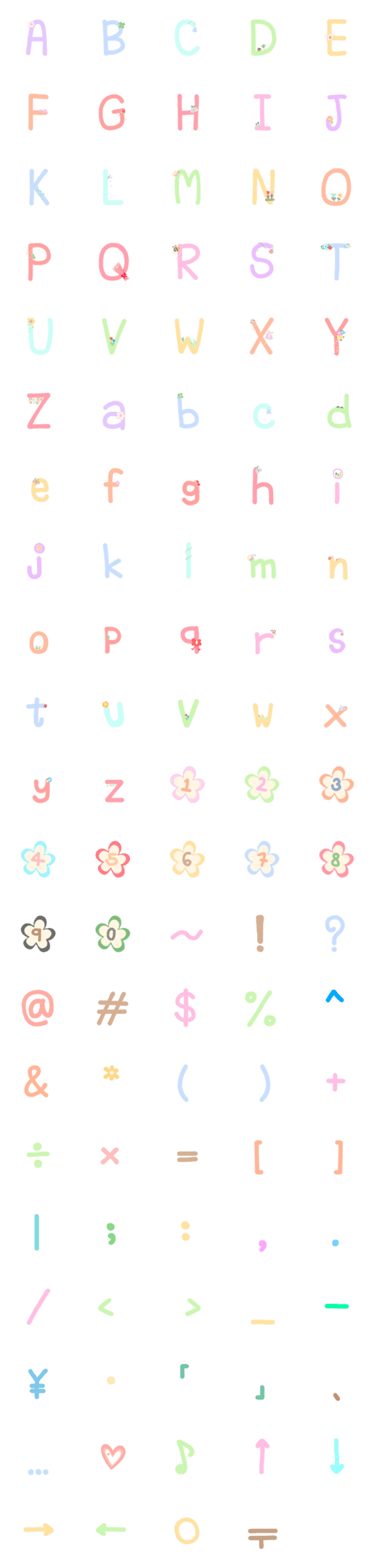 [LINE絵文字]flower alphabet＆numberの画像一覧